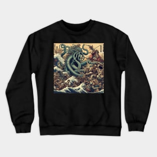 Battle against the legendary beast with Katsushika Hokusai style Crewneck Sweatshirt